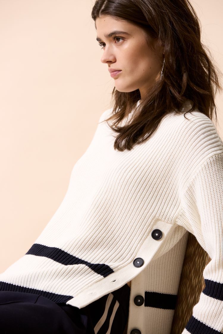 OUI - City Scapes - Navy & White Jumper - 94296