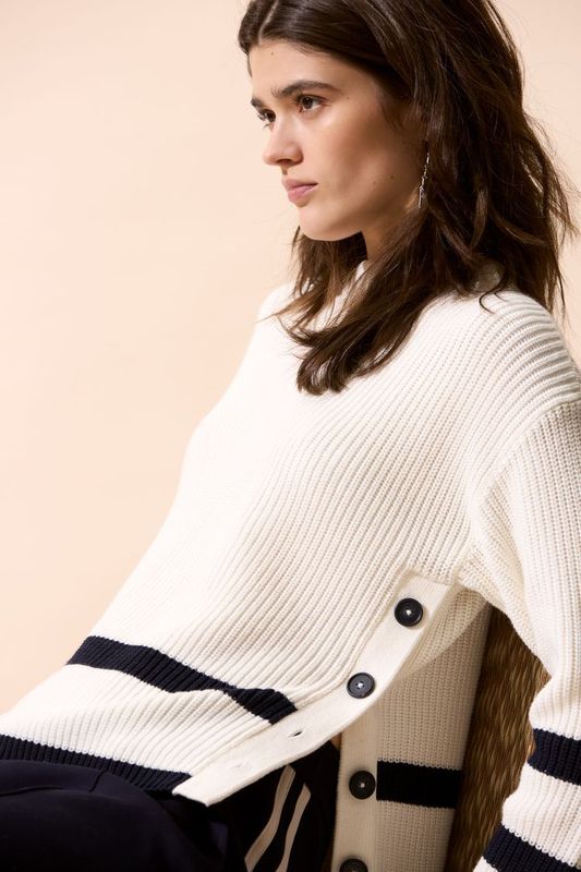 OUI - City Scapes - Navy & White Jumper - 94296 OUI - City Scapes - Navy & White Jumper - 94296