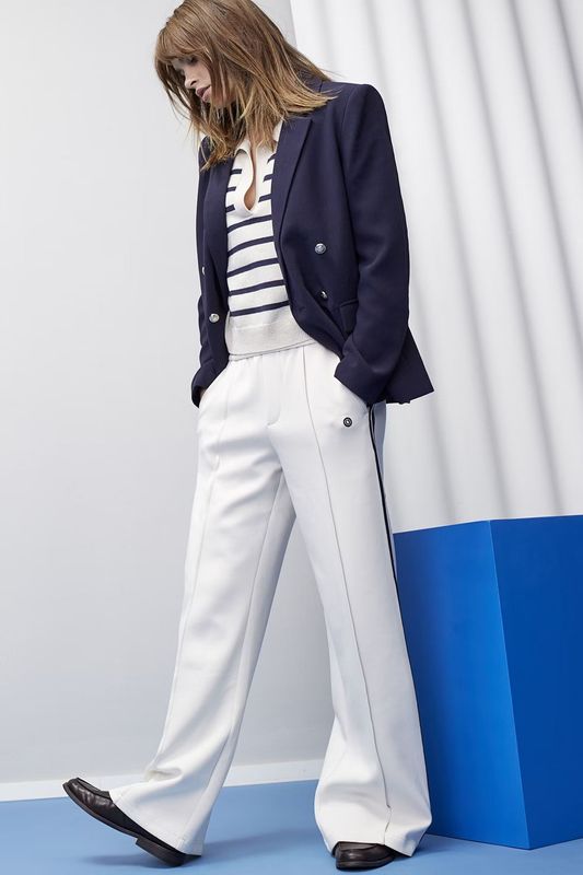 OUI - City Scapes - Pull On Trousers - Navy/OffWhite - 94118