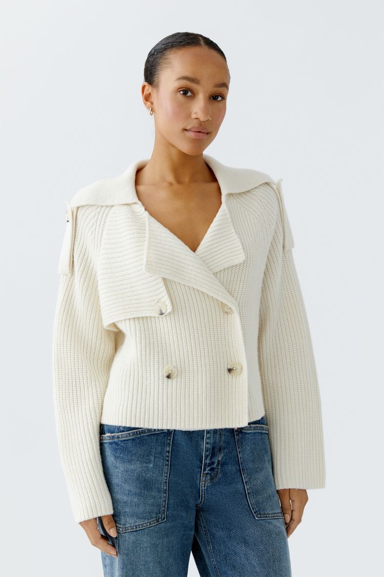 OUI - Knitted MAC Jacket - Gardenia - 94310
