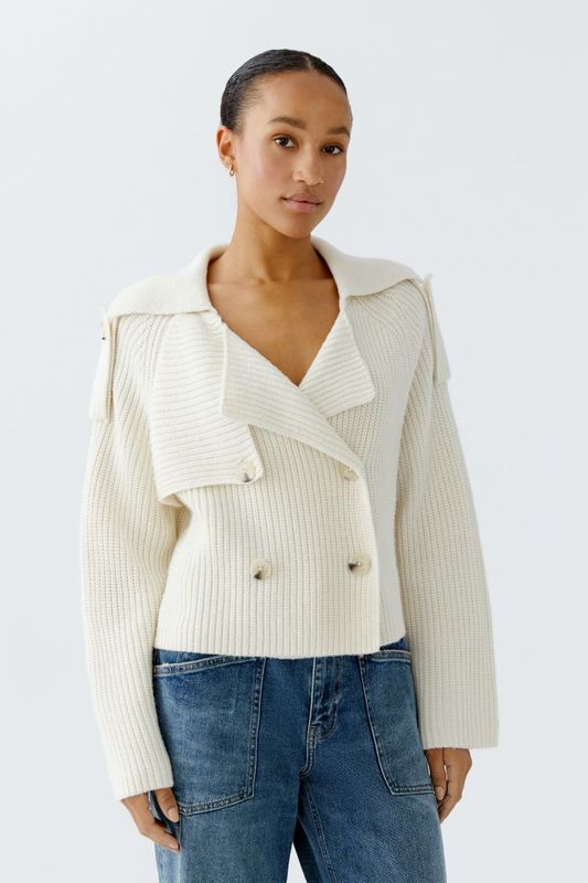 OUI - Knitted MAC Jacket - Gardenia - 94310 OUI - Knitted MAC Jacket - Gardenia - 94310