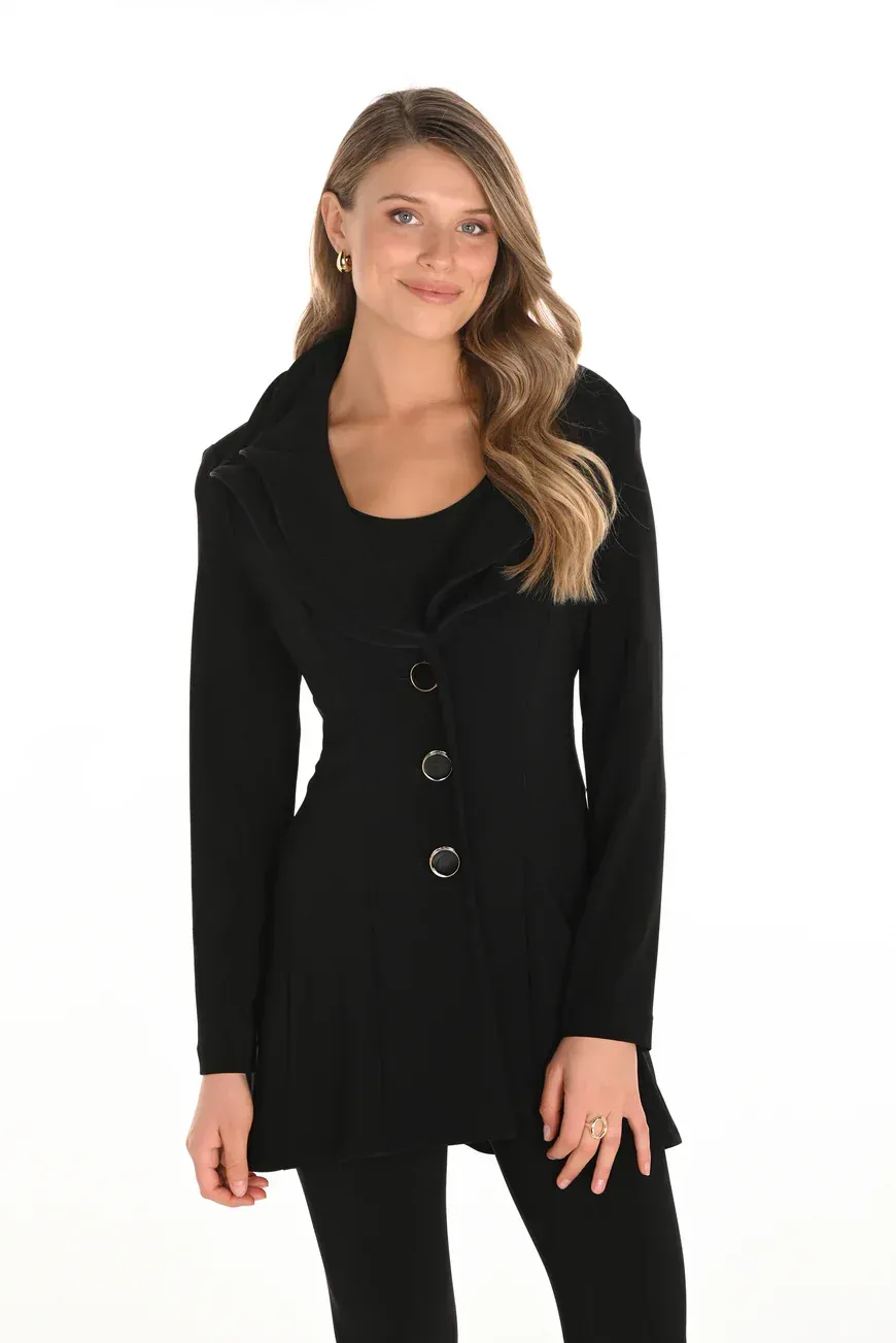 Frank Lyman -Wired Collar Jacket - 253045 - Black with gold accent buttons