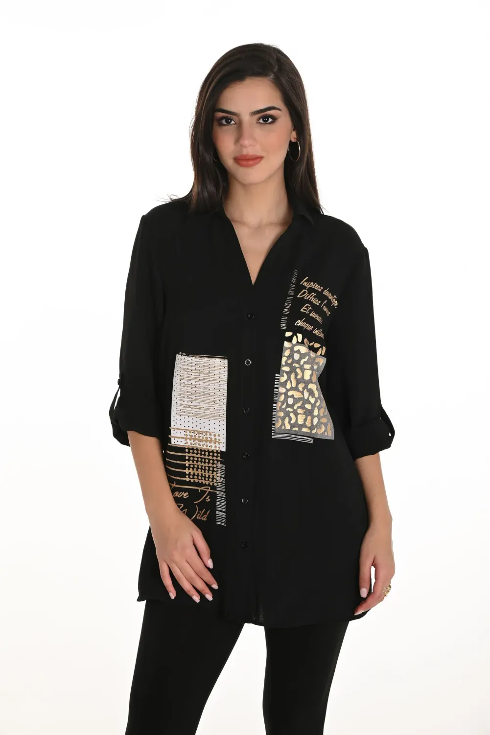 Frank Lyman - Shirt - 253750 - Black with gold Frank Lyman - Shirt - 253750 - Black with gold