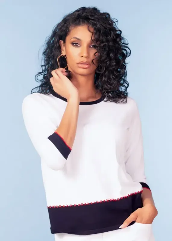 ALISON SHERI WHITE/BLUE KNIT A47503