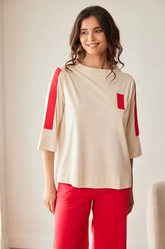 PERUZZI contrast sleeve top S26184