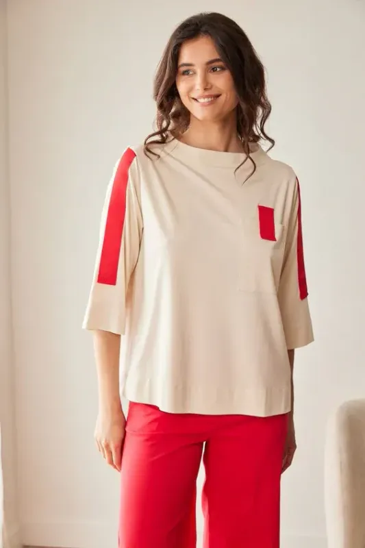 PERUZZI contrast sleeve top S26184 PERUZZI contrast sleeve top S26184