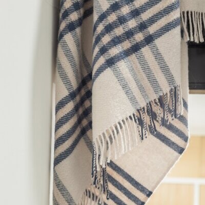 Tweedmill Throw - Extra Large Hex Check - Blue Slate