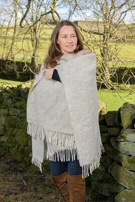 The Wilde Sheep Company Pure New Wool Poncho - Light Grey