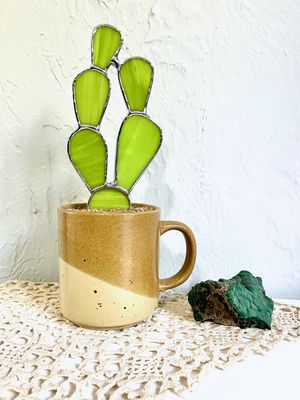 Lime Prickly Pear in Khaki Mug