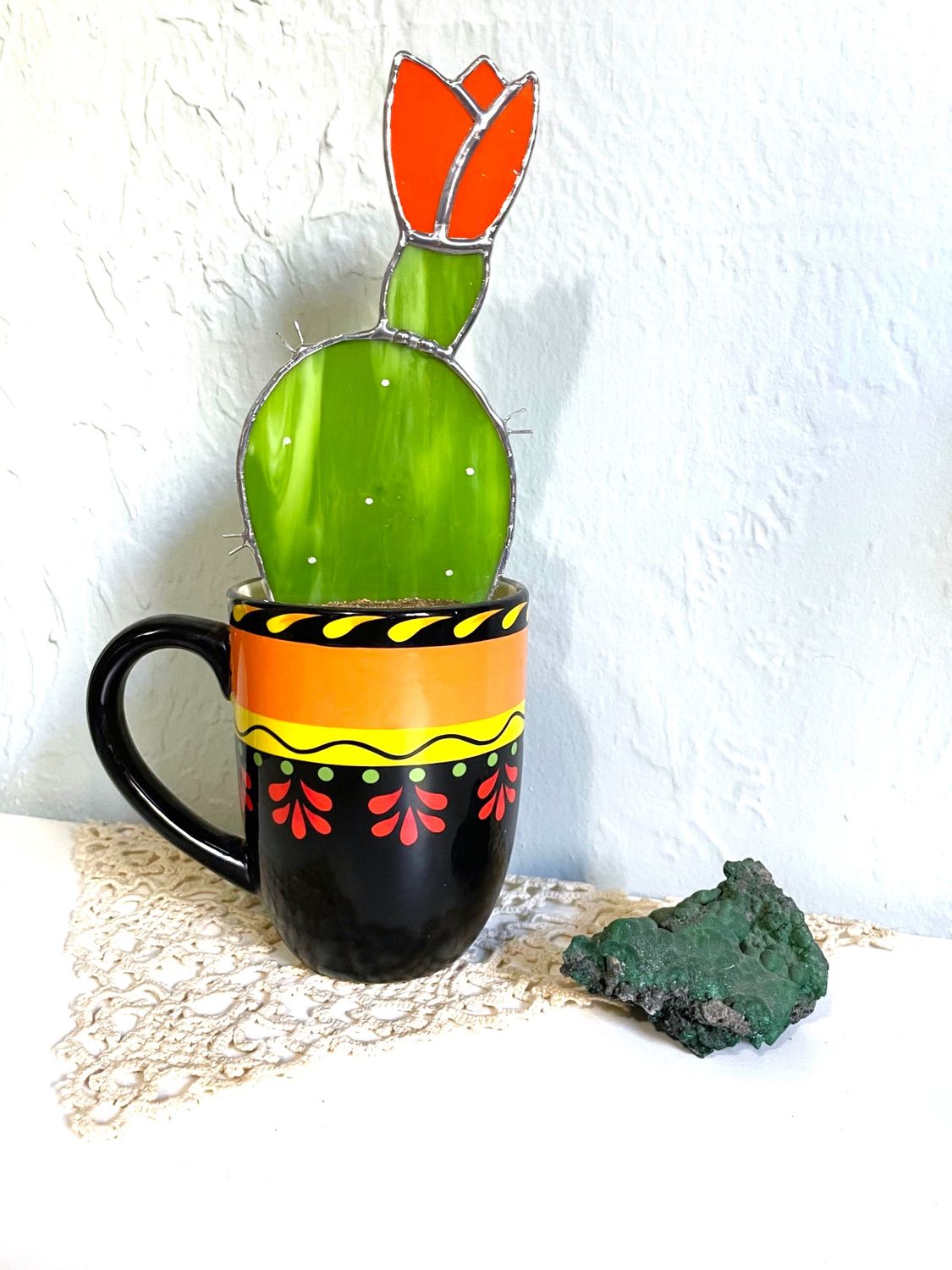 Lime Green Blooming Prickly Pear