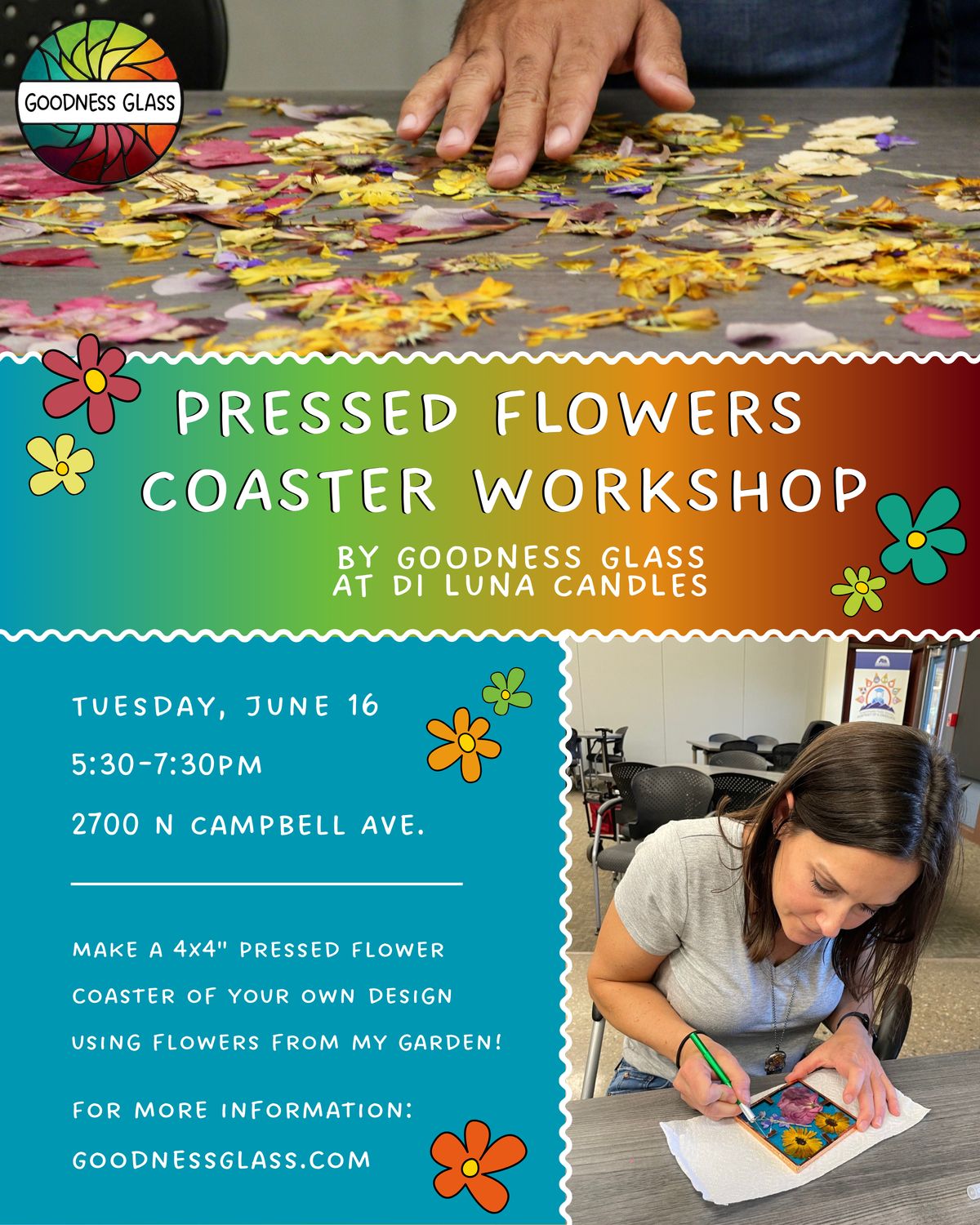 Pressed Flower Coasters @ DiLuna Candles - June 16