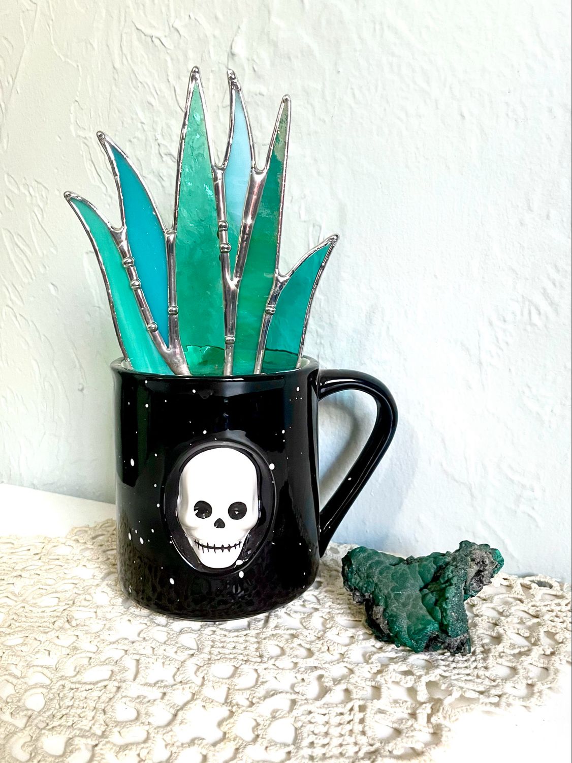 Flat Aloe in Skull Mug