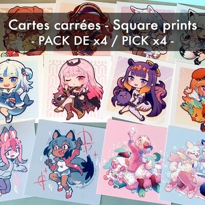 Cartes Carrées / Square Prints - Pack de 4 / Pick 4