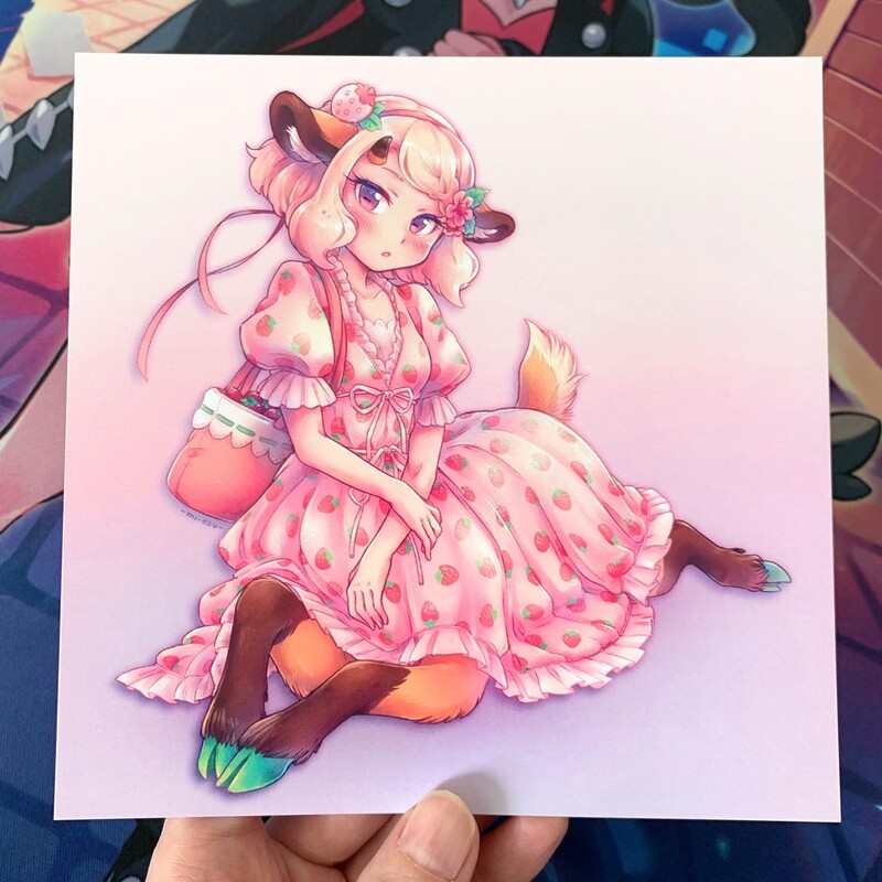 Carte Carrée / Square Print - Strawberry dress Lilas