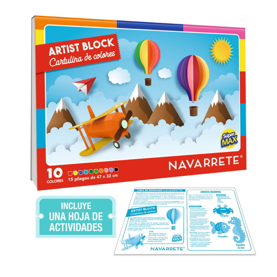 BLOCK CARTULINA DE COLORES SUPERMAX 15 HJS BLOCK CARTULINA DE COLORES SUPERMAX 15 HJS