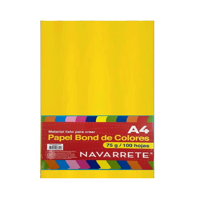 PAPEL BOND A4 75 GR. COLOR AMARILLO BLS X 100 HJS PAPEL BOND A4 75 GR. COLOR AMARILLO BLS X 100 HJS