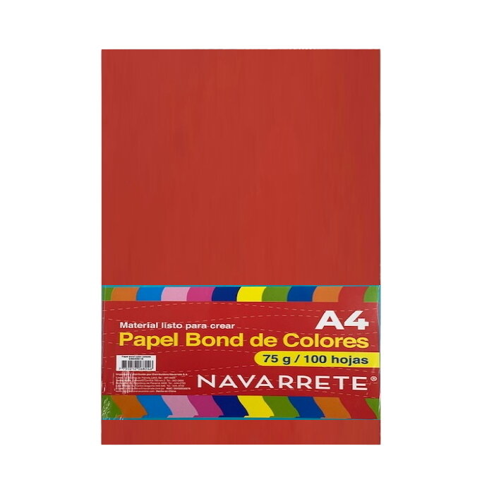 PAPEL BOND A4 75 GR. COLOR ROJO BLS X 100 HJS PAPEL BOND A4 75 GR. COLOR ROJO BLS X 100 HJS