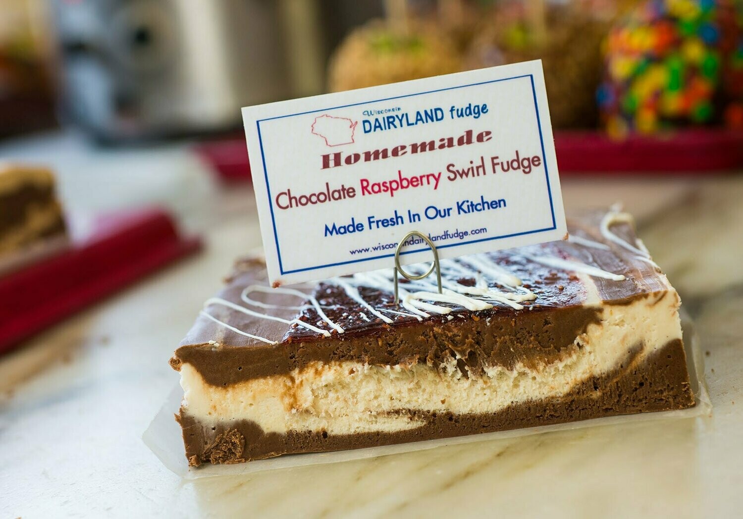 Chocolate Raspberry Swirl Fudge