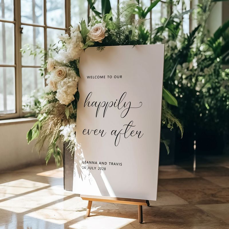 Happily Ever After Wedding Welcome Sign , Wedding Display Board
