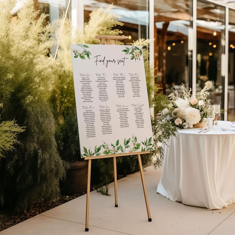 Greenery Wedding Table Plan, Seating Chart, Wedding Display Board