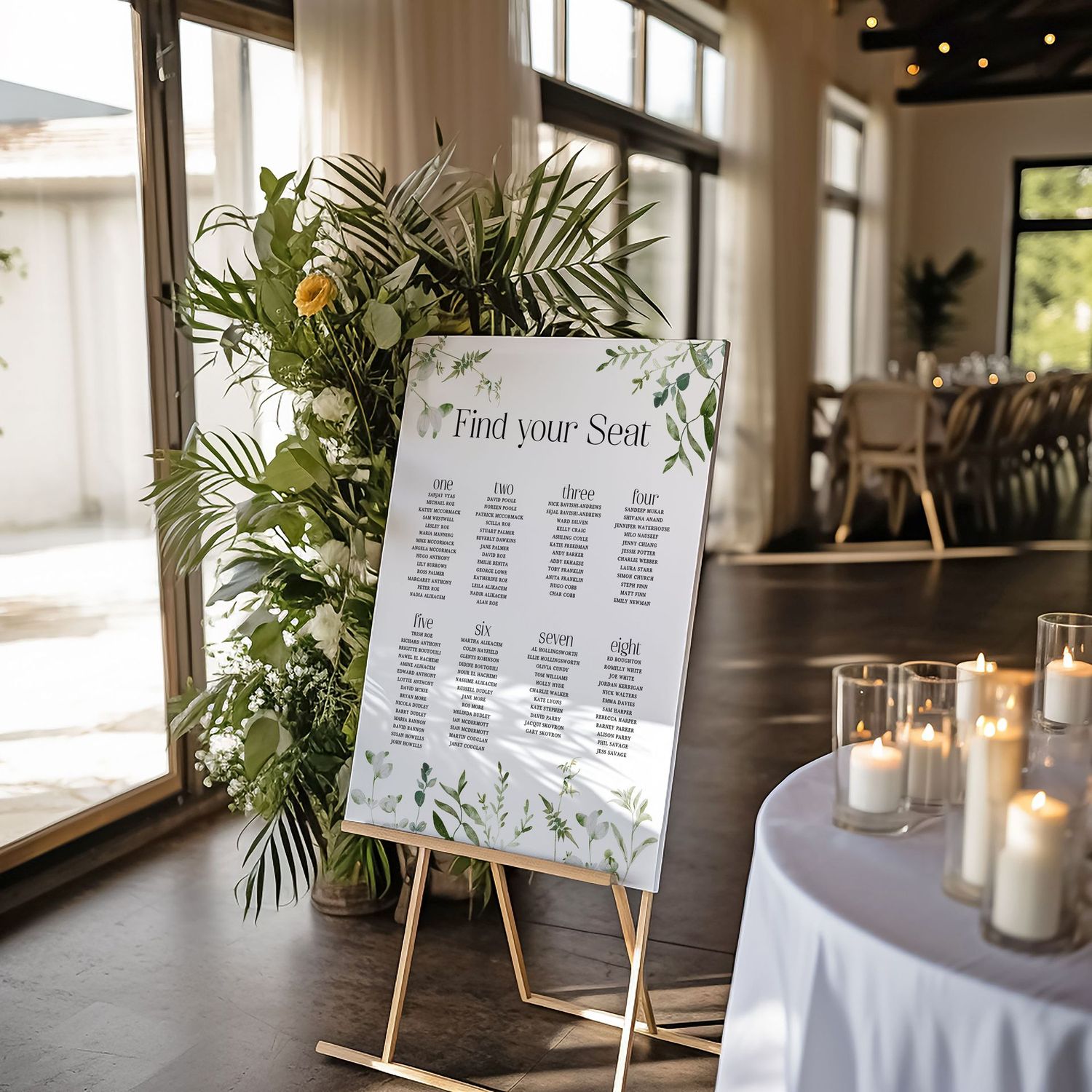 Greenery Wedding Table Plan, Seating Chart, Wedding Display Board