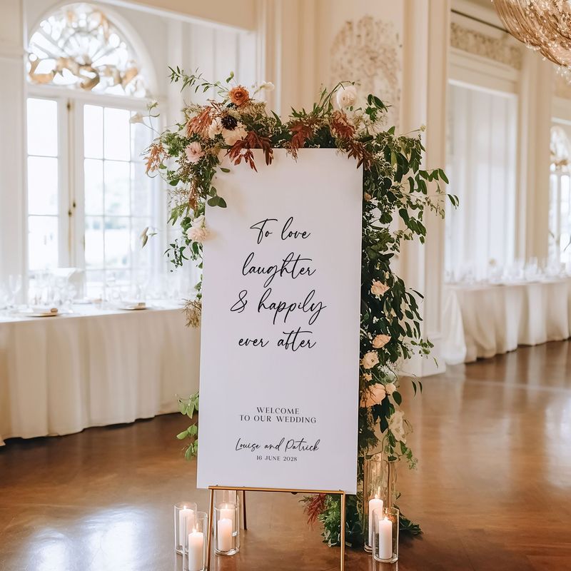 'To Love Laughter and Happily Ever After' Wedding Sign, Welcome Sign, Wedding Signage