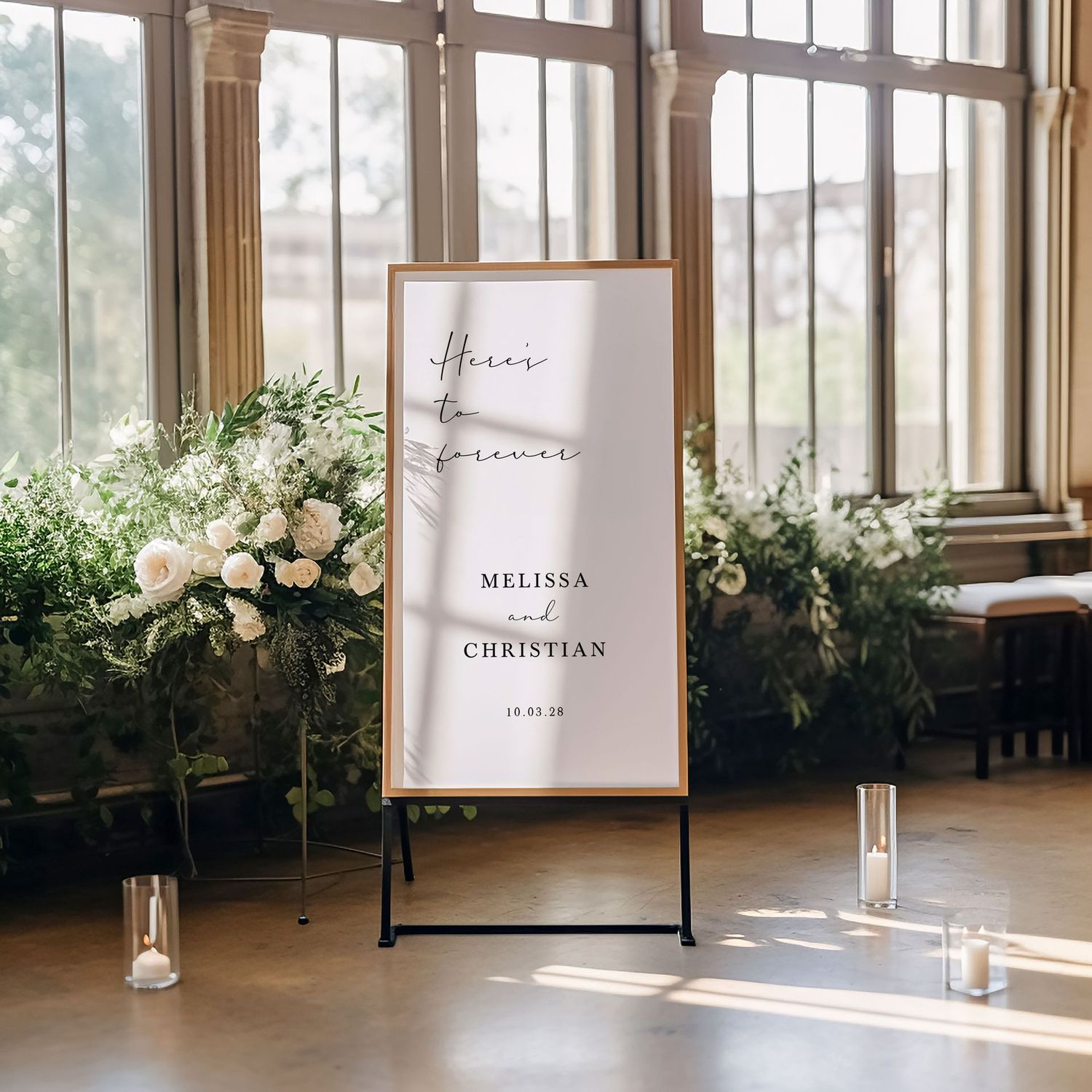 'Here's to Forever' Welcome Wedding Sign,  Wedding Signage
