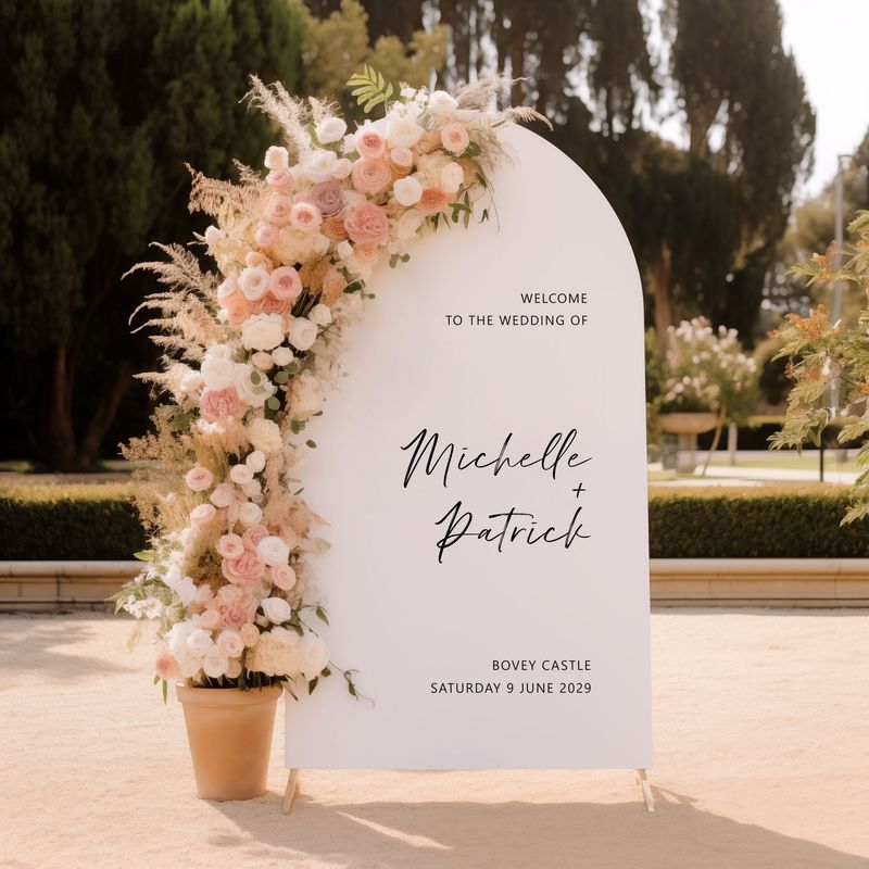 Modern and Minimalist Arched Wedding Welcome Sign