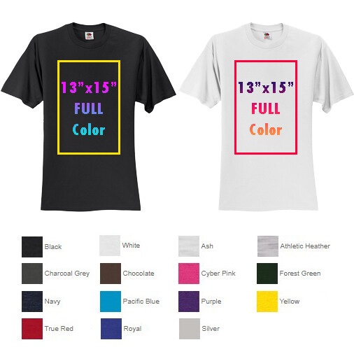 Fruit of the Loom® HD Cotton™ 100% Cotton T-Shirt with Full Color Printing - One Side