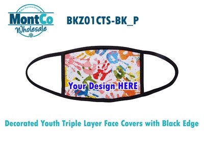 Decorated Youth Triple Layer Face Covers with Black Edge
