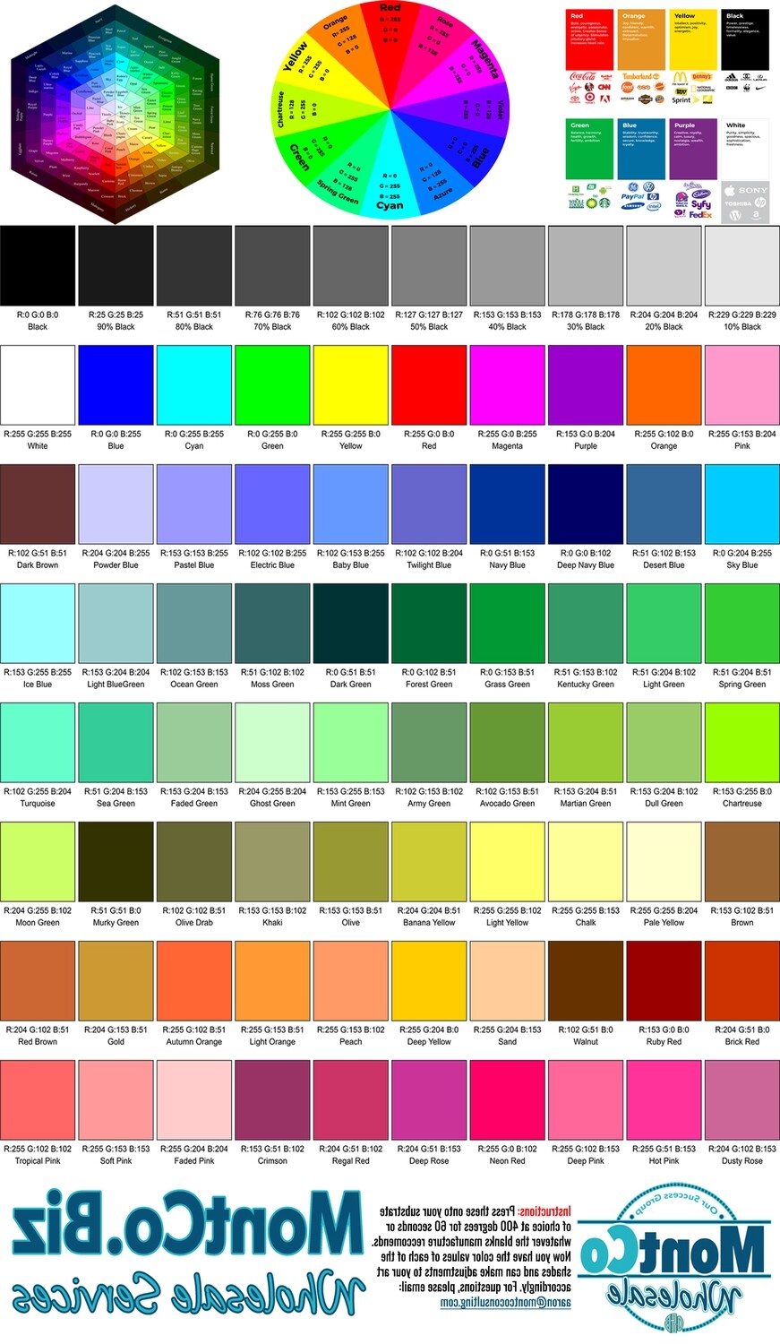 Color Chart Sample Pack - 3 Sheets
