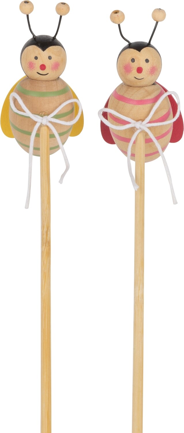 2 Asst&#39;d wood ladybug basket/flower pot picks, red and yellow, 10 in  24       