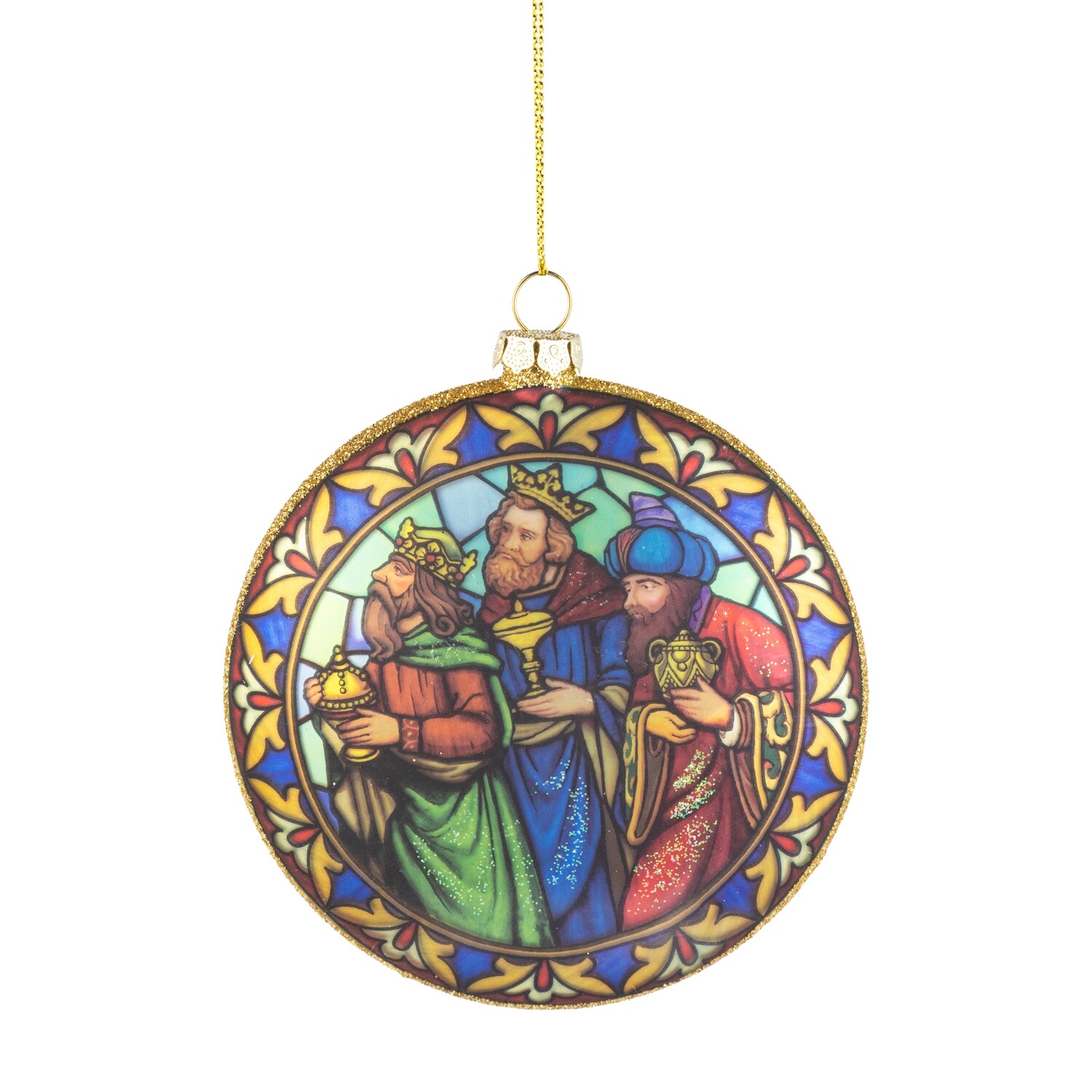 2 Asst&#39;d nativity disk, wise men multicolor stained glass design, 100mm, 4.5 in  12