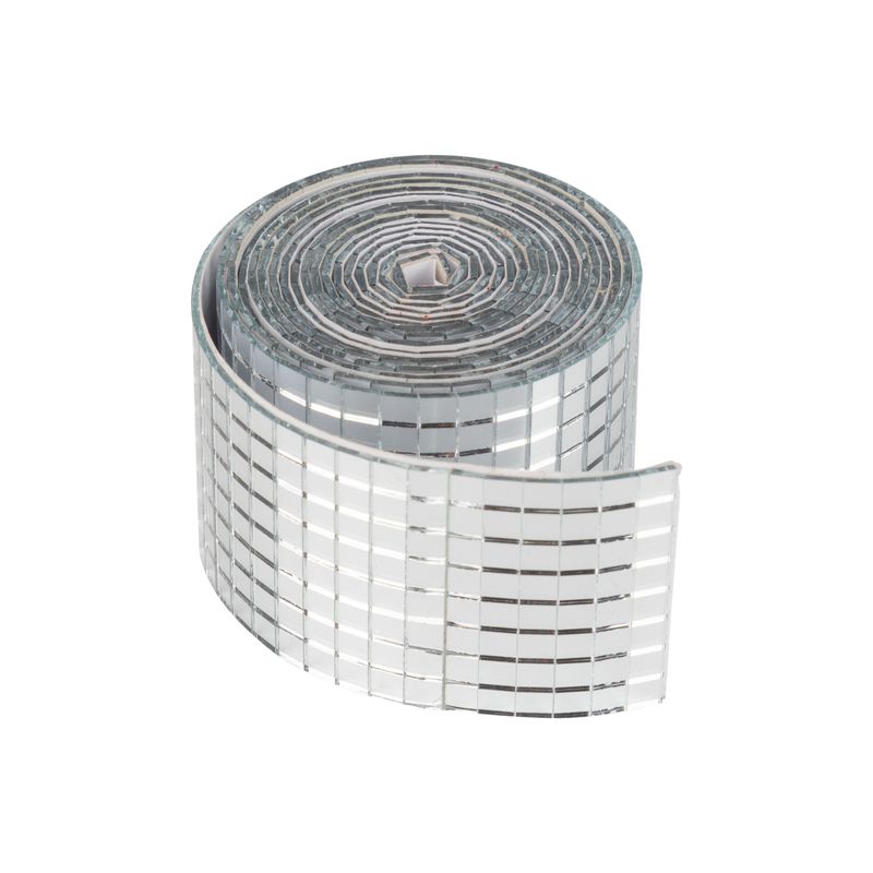 Self stick metallic square ribbon, shiny silver, 72 in  6