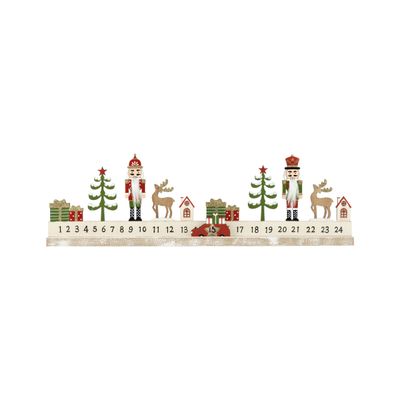 Painted wood nutcracker scene horizontal advent calendar, 17.5 in  2