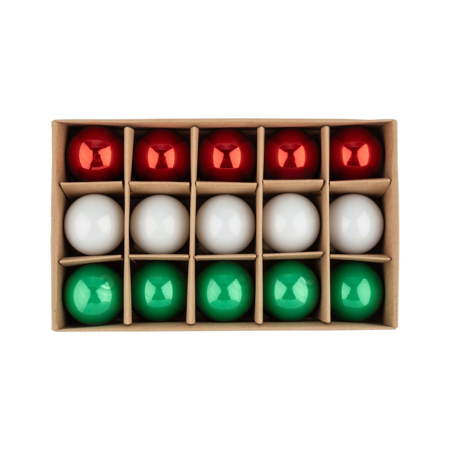 Set of 15 glass mini ball ornaments in red white and green, 45mm/1.2 in per ball  6