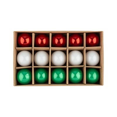 Set of 15 glass mini ball ornaments in red white and green, 45mm/1.2 in per ball  6