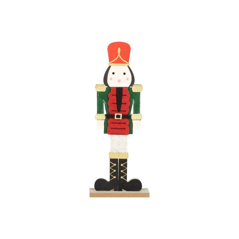 Painted wood and felt nutcracker table piece, 12 in  6