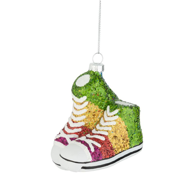 Glass pair of rainbow sneakers, 3.25 in  6
