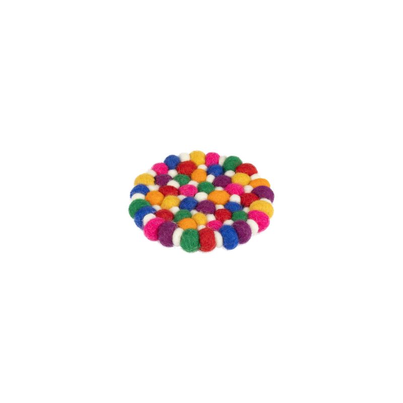 Felt ball trivet multicolored, 4 in  6