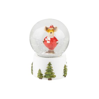 Reindeer mini resin snow globe, red, green and white, 2.5 in  12