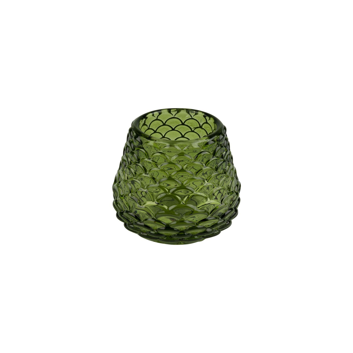 Green glass pine cone shape holder table piece, 2.5 in  12