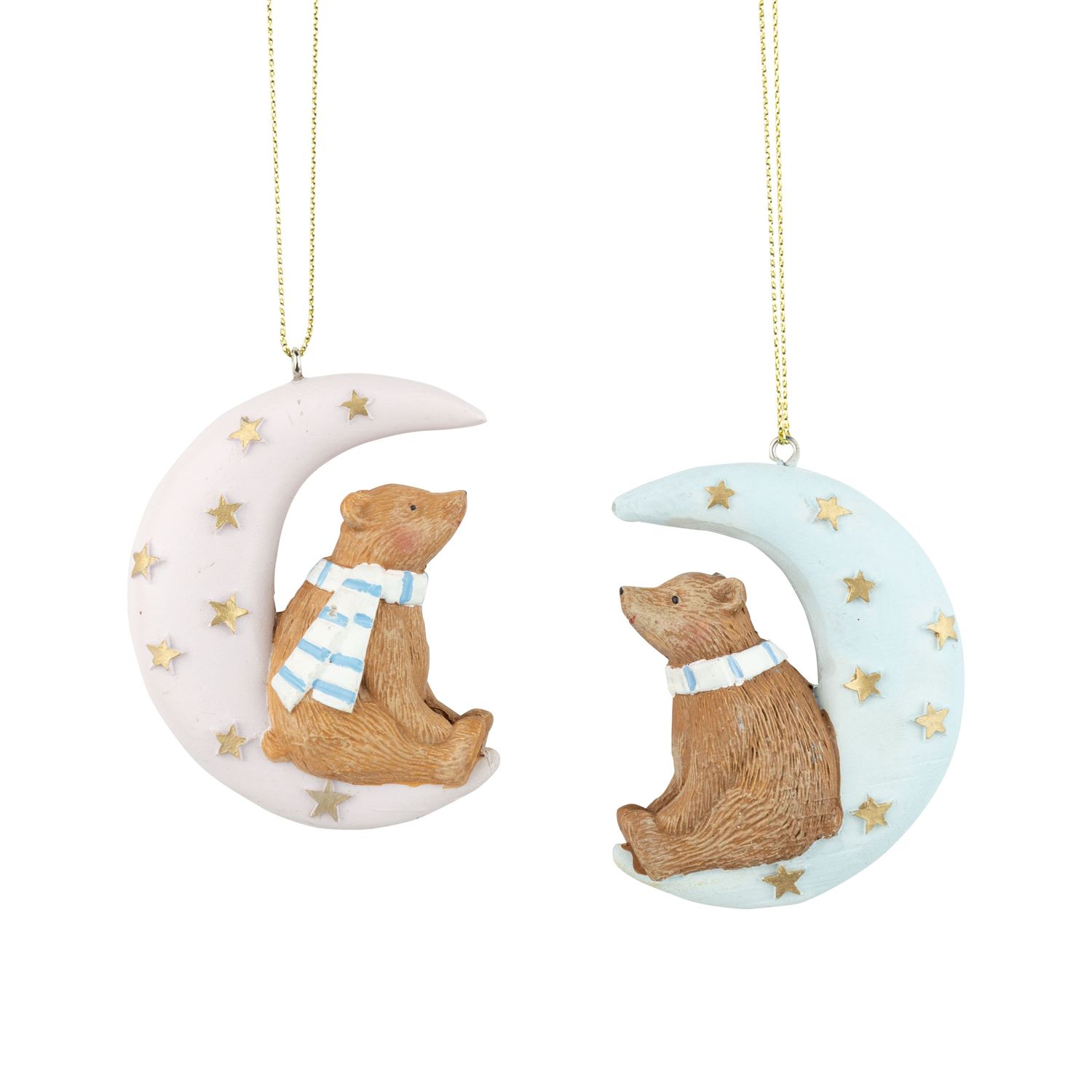 2 Asst&#39;d resin baby&#39;s first bear ornaments, pink and blue, 4.5 in  12