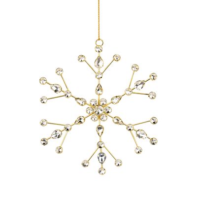 Clear glass jewel on gold metal frame snowflake ornament, 6.25 in  12