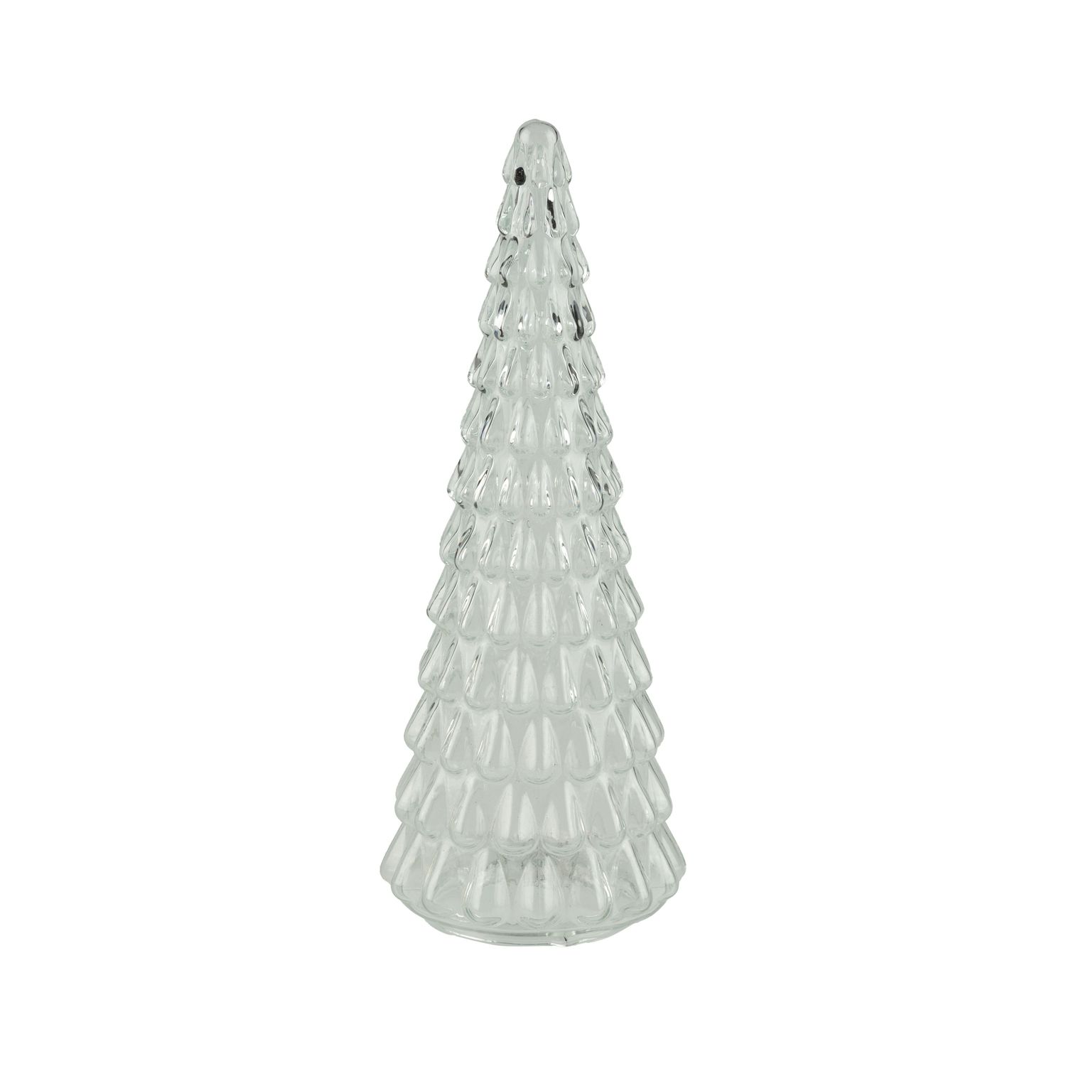 Clear molded glass cone tree ornament, 15 in  2