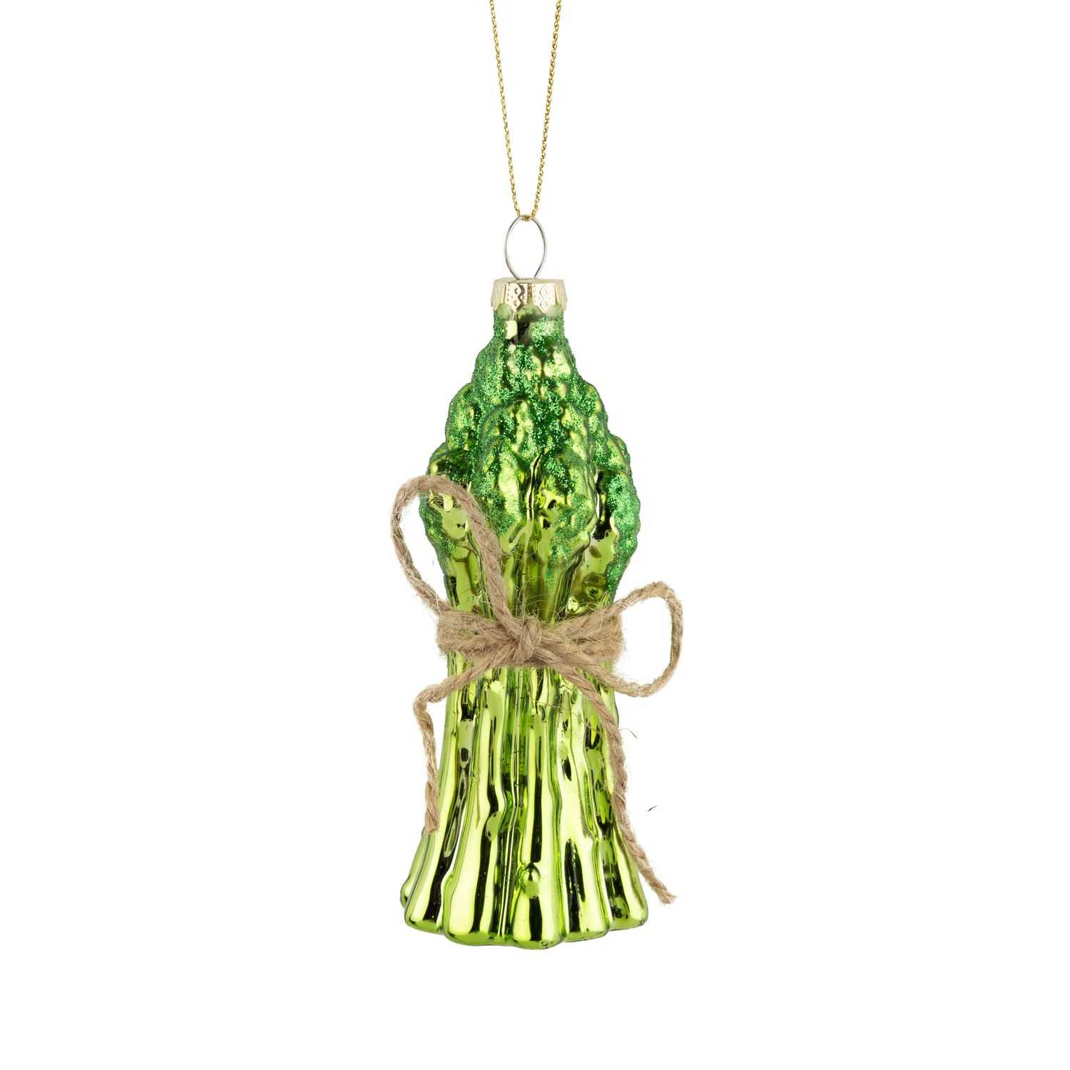 Glass asparagus bundle ornament, 4.25 in  6