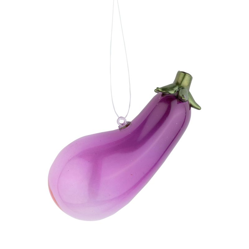 Translucent glass eggplant ornament, 4.5 in  6