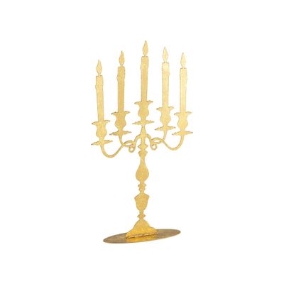 Gold foiled metal Candelabra silhouette table piece, 12.5 in  4