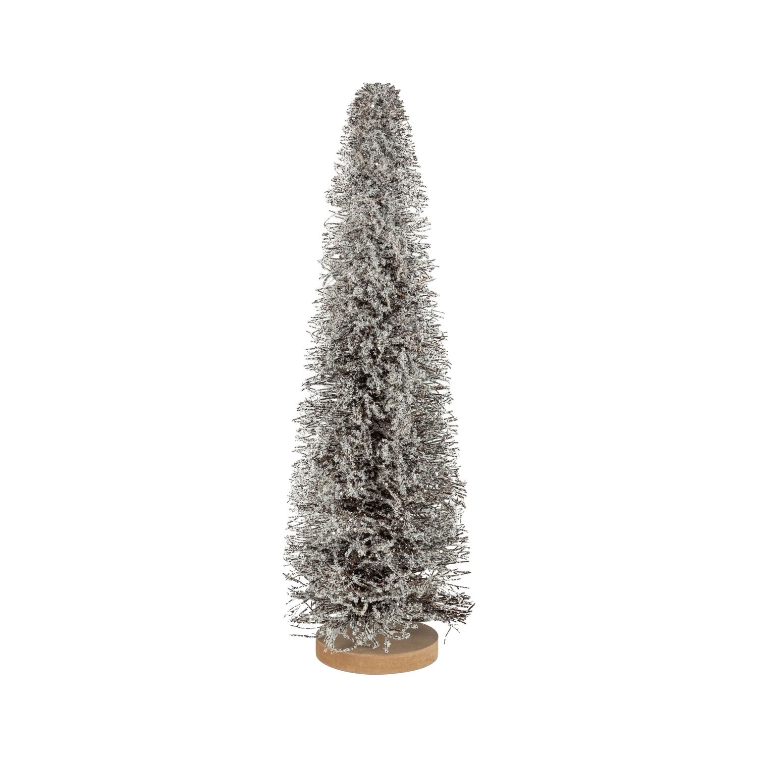 Frosted salem bottle brush tree with wood base, green, 20 in  4