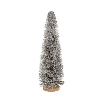 Frosted salem bottle brush tree with wood base, green, 20 in  4